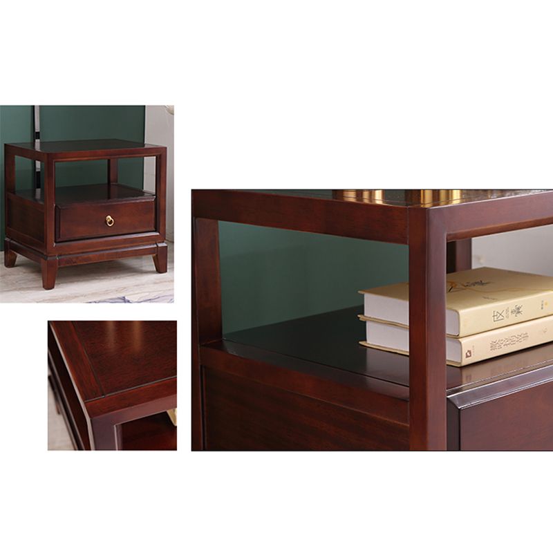 Mesita de noche tradicional acento de madera maciza mesita de noche con cajón