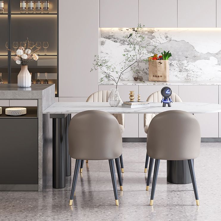 Modern Style Dining Table White Sintered Stone Dining Table with Metal Base for Kitchen Clearhalo 'Dining Tables & Seating' 'Dining Tables' 'dining_table' 'furn' 'furn_dining_table' 'Furniture' 'furniture_dining_table' 'Kitchen & Dining Furniture' 'kitchen' 'kitchen_dining_table' 1200x1200_2ef9936a-9096-4933-90ef-4f2969e1c9d4