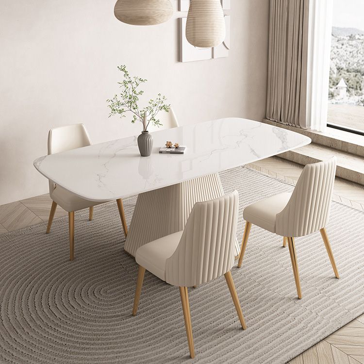 Modern Style Sintered Stone Table Dining Rectangle Table with Metal Legs for Home