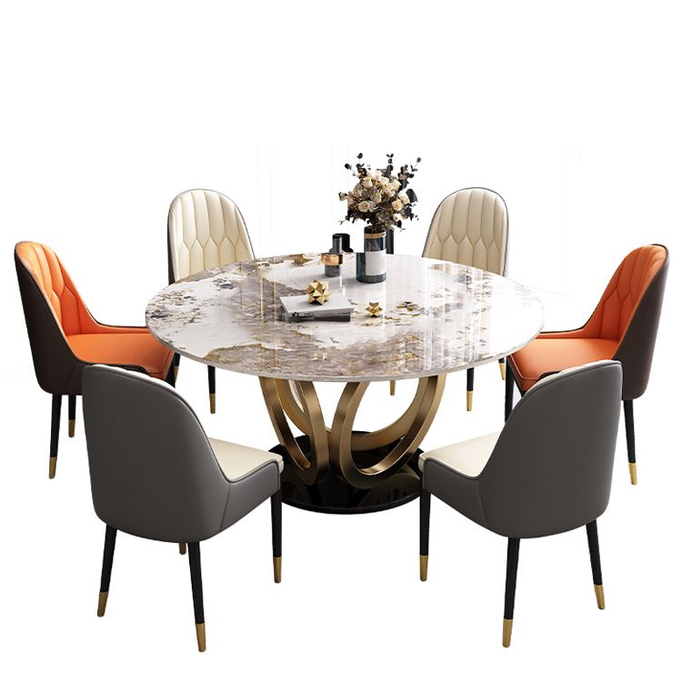 Glam Restaurant Sintered Stone Table Round Pedestal Dining Table Clearhalo 'Dining Tables & Seating' 'Dining Tables' 'dining_table' 'furn' 'furn_dining_table' 'Furniture' 'furniture_dining_table' 'Kitchen & Dining Furniture' 'kitchen' 'kitchen_dining_table' 1200x1200_2efe1daa-df70-4cb3-9444-b157cea6077a