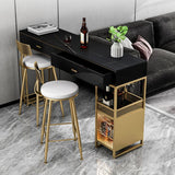 Glam Style Bar Table 42-inch Height Stone Top Pub Table with Two Drawer