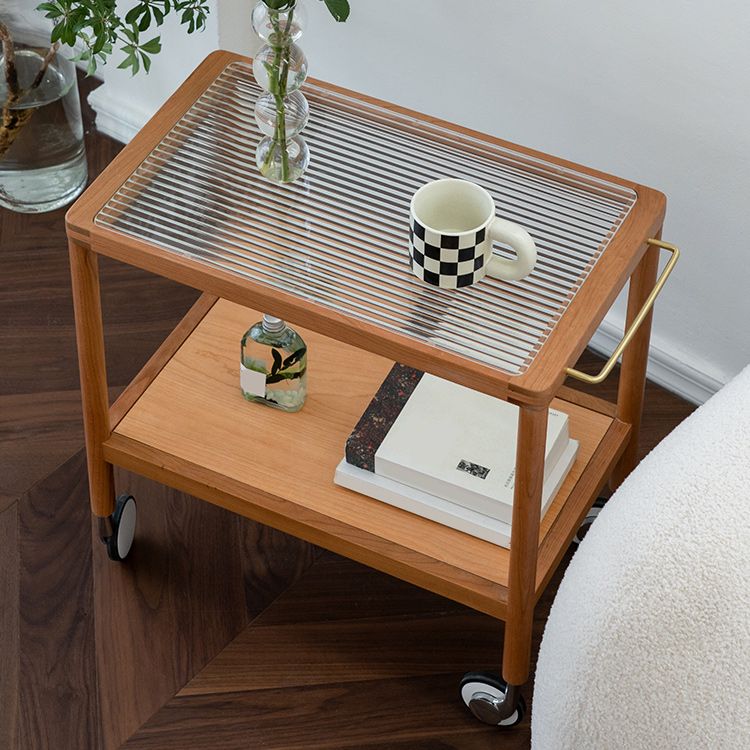 25.2" Wide Rectangular Glass End Slide Table Brown Cherry Side Table with Storage Clearhalo 'Coffee & Accent Tables' 'End & Side Tables' 'end_side_tables' 'furn' 'furn_end_side_tables' 'Furniture' 'Living Room Furniture' 1200x1200_2f0294a7-1262-4ab3-876b-5ea76e231f1f