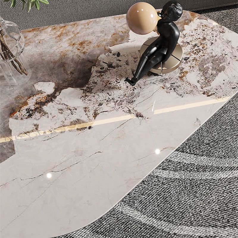 Gratis vorm met 2 poten salontafel moderne leisteen cocktailtafel in wit/goud