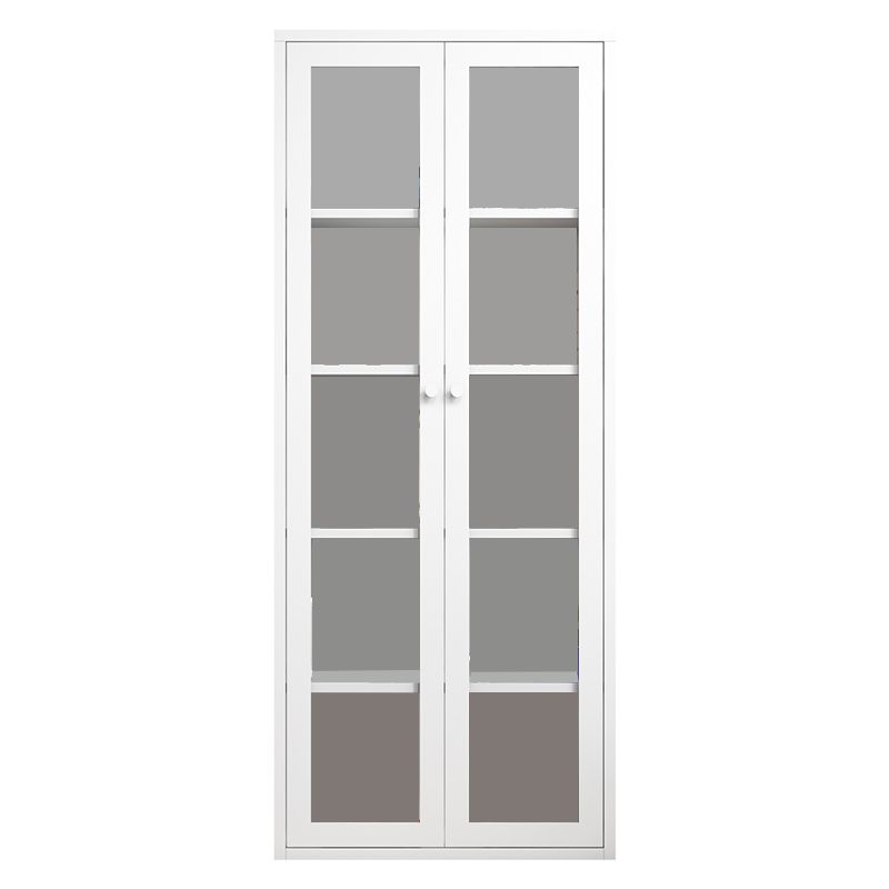 Contemporary Storage Cabinet Antique Finish Side Cabinet with Glass Paned Clearhalo 'Cabinets & Chests' 'cabinets_chests' 'furn' 'furn_cabinets_chests' 'Furniture' 'Living Room Furniture' 1200x1200_2f059d37-9b4d-42e7-b59f-7099acbc3742