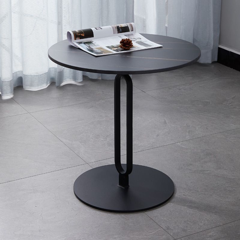 Stone Top Accent Side Table Rundes Sockel Wohnzimmer Metall Ecktisch