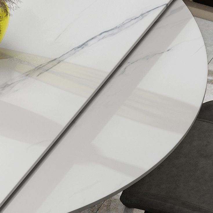 Extendable Round Dining Table Modern Sintered Stone Top Table with Metal 4 Legs Clearhalo ' dining_table' 'Dining Tables & Seating' 'Dining Tables' 'furn' 'furn_dining_table' 'Furniture' 'furniture_dining_table' 'Kitchen & Dining Furniture' 'kitchen&dining_furn' 'kitchen' 'kitchen_dining_table' 1200x1200_2f0a8798-956b-48e2-a63b-3c238337a33c