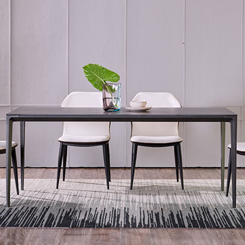 Simplicity Sintered Stone Dining Table Rectangular Table with Metallic Four-leg Clearhalo ' dining_table' 'Dining Tables & Seating' 'Dining Tables' 'Furniture' 'furniture_dining_table' 'Kitchen & Dining Furniture' 'kitchen&dining_furn' 'kitchen' 'kitchen_dining_table' 1200x1200_2f0b51d4-1131-4ce9-8d3b-b14f9543e8dc