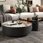 Modern Style Slate Grey/white Top Black Wood Base Round Coffee Table