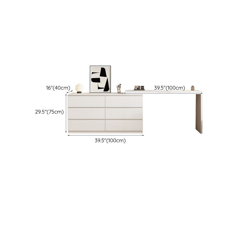 Moderno con cassetto camera da letto in legno bianco con tavolo da toeletta a specchio di feci