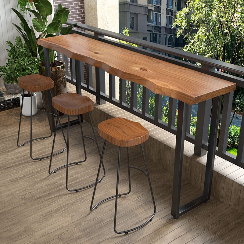Brown Modern Style Specialty Table Solid Wood and Iron Bar Table for Restaurant Clearhalo 'Bar Furniture' 'Bar Tables' 'bar_tables' 'furn' 'furn_bar_tables' 'Furniture' 'furniture_bar_tables' 'Kitchen & Dining Furniture' 1200x1200_2f0fa27f-c3aa-4cd0-b45f-5902a291b5b3
