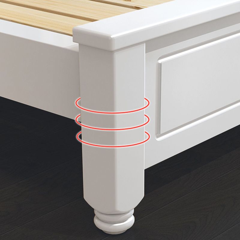 Victorian Style White Standard Bed Pine Wood Bed Frame with Custom Gold Legs