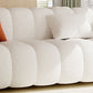 Sewn Pillow Back Standard Sofa Tuxedo Arm Seating in White and Khaki