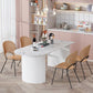Modern White Top Oval Dinette Table White Base Dining Table for Living Room Clearhalo 'Dining Tables & Seating' 'Dining Tables' 'dining_table' 'furn' 'furn_dining_table' 'Furniture' 'furniture_dining_table' 'Kitchen & Dining Furniture' 1200x1200_2f1664cf-9352-44f7-bce1-978da3757ba3