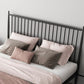 Contemporary Rectangular Spindle Headboard Bed with Metal Legs