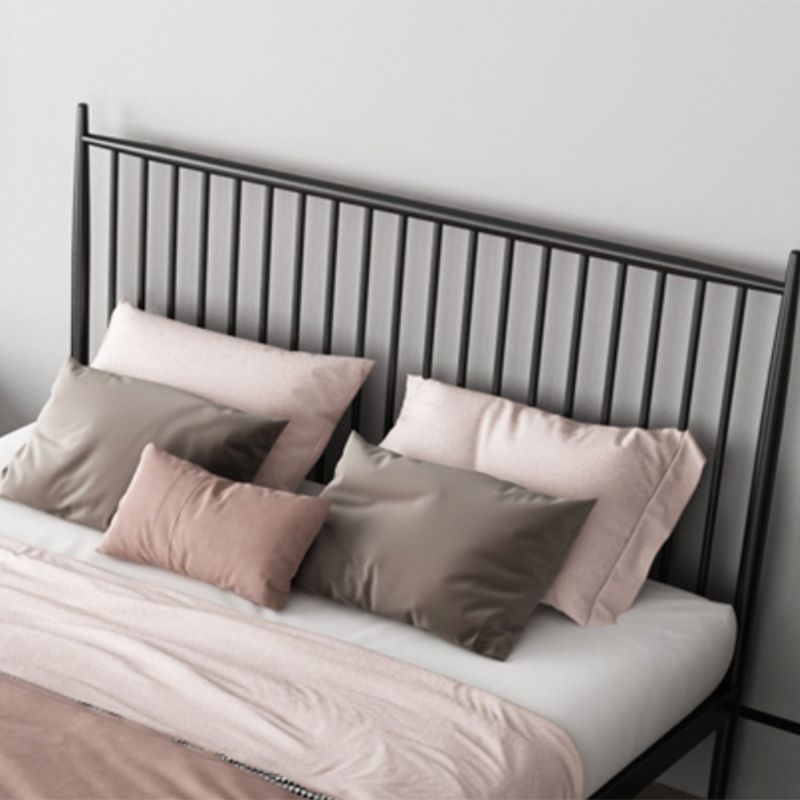 Contemporary Rectangular Spindle Headboard Bed with Metal Legs