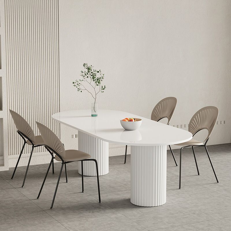 Oval Sintered Stone Dining Table Modern White Furniture with Double Pedestal for Home Clearhalo 'Dining Tables & Seating' 'Dining Tables' 'dining_table' 'furn' 'furn_dining_table' 'Furniture' 'Kitchen & Dining Furniture' 1200x1200_2f1a34f5-ec04-440b-9b9e-170a1698f028