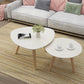 Massief houten salontafelset met 3 poten, moderne geometrische cocktailtafel