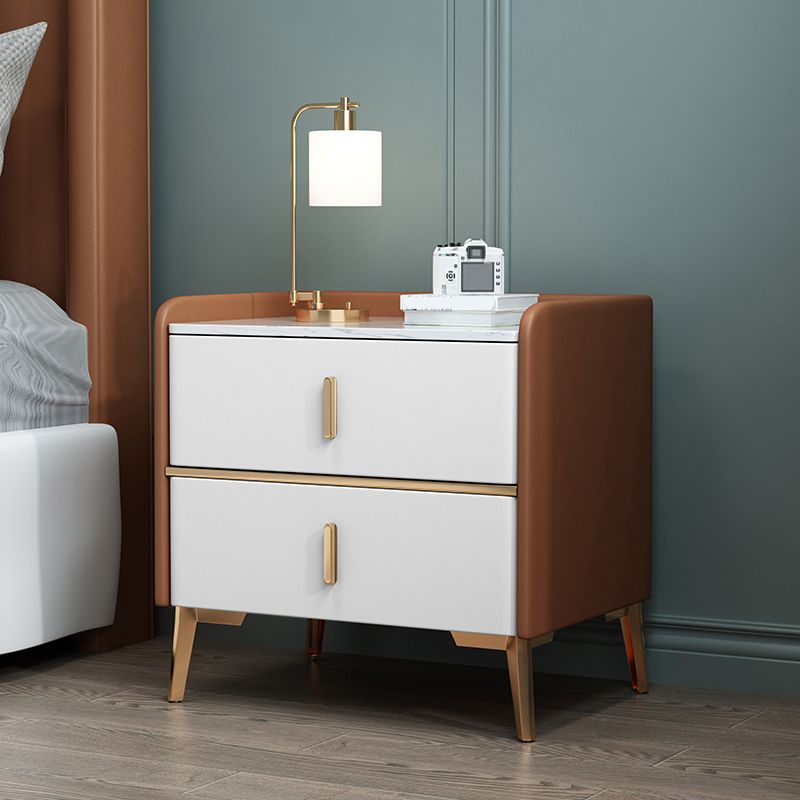 Moderne 20 Zoll H Night Tischstein Top 2-Drawer-Aufbewahrung Nachttisch mit Beinen