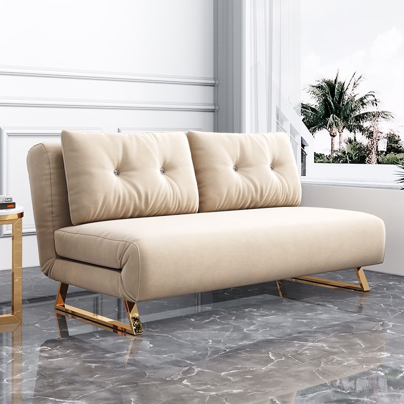 Cushion Back Futon Sofa Bed Pillow Included Sleeper Sofa with Gold Leg Clearhalo 'furn' 'furn_futons' 'Furniture' 'Futons & Daybeds' 'Futons' 'Living Room Furniture' 1200x1200_2f24fb34-e400-415c-9e44-1f6006284f21