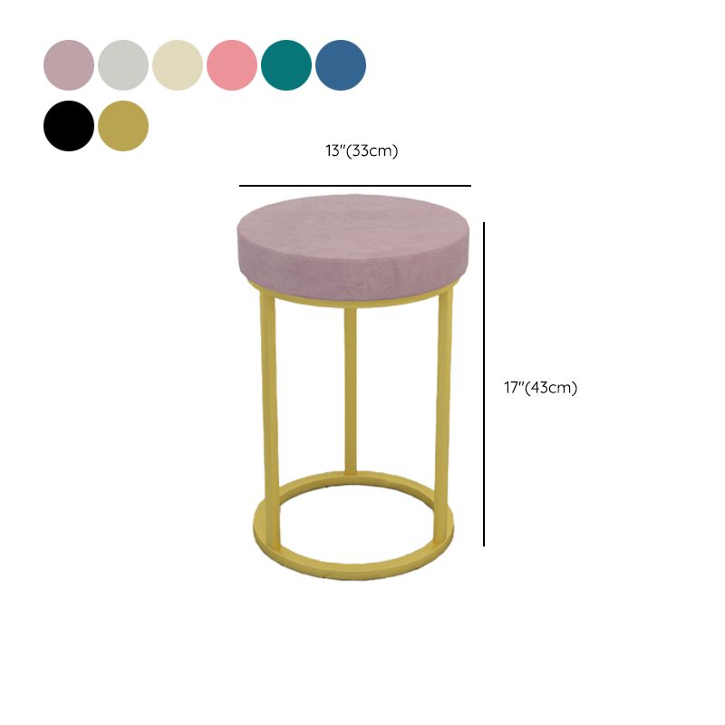 Mildew Resistant Ottoman Plain Velvet Contemporary Round Metal Frame Ottoman Clearhalo 'furn' 'furn_ottomans_poufs' 'Furniture' 'Living Room Furniture' 'Ottomans & Poufs' 'ottomans_poufs' 1200x1200_2f24fbc7-df99-4245-97a0-08cde97f3ed6