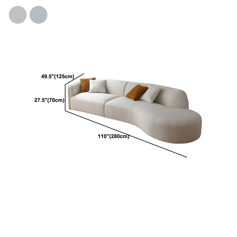 Scandinavian Curved Sofa with Chaise 49.21-In D 4-Seater Sofa