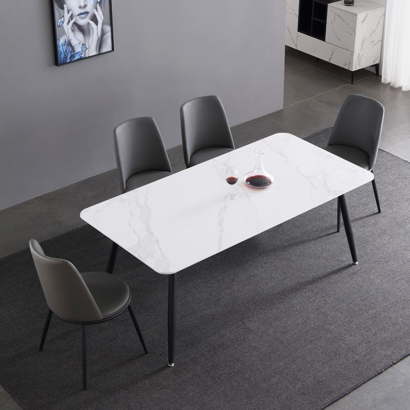 Industrial Sintered Stone Dining Table 4 Legs Base Rectangle Table for Home Clearhalo ' dining_table' 'Dining Tables & Seating' 'Dining Tables' 'furn' 'furn_dining_table' 'Furniture' 'furniture_dining_table' 'Kitchen & Dining Furniture' 'kitchen&dining_furn' 'kitchen' 'kitchen_dining_table' 1200x1200_2f2936eb-7e13-411f-9f0d-bcc96b4d1bbe