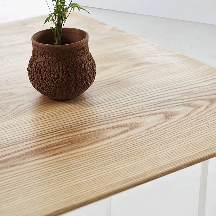 Natural Ash Wood Dining Table Rectangle Clear Acrylic Double Pedestal Table Clearhalo 'Dining Tables & Seating' 'Dining Tables' 'dining_table' 'furn' 'furn_dining_table' 'Furniture' 'Kitchen & Dining Furniture' 1200x1200_2f29b726-5d36-454b-ba09-5b678ffb506c