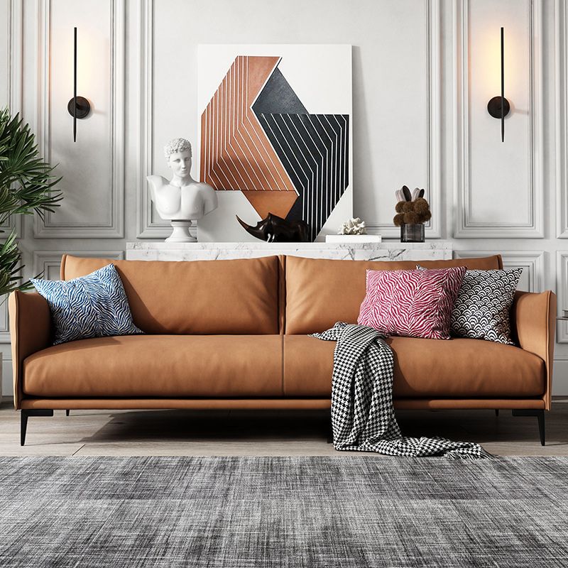 Stationary Living Room Square Arm Standard Orange Sofa with Cushions Clearhalo 'furn' 'furn_sofas' 'Furniture' 'furniture_sofas' 'kitchen' 'kitchen_sofas' 'Living Room Furniture' 'Sofa' 'sofas' 1200x1200_2f2acfed-7f28-40c3-a932-4c78cf452f31