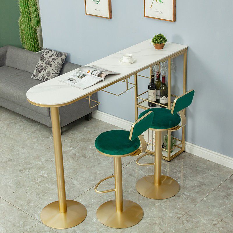 Glam Oval Bar Pub Table Set 1/3 Pieces Stone Top Bar Stool and Table Set Clearhalo 'Bar Furniture' 'furn' 'furn_home_bar_bar_sets' 'Furniture' 'Home Bars & Bar Sets' 'home_bar_bar_sets' 'Kitchen & Dining Furniture' 1200x1200_2f2b0429-d450-4ce6-a923-392c3999226a