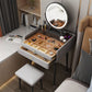 Contemporary 2-Drawer Vanity Makeup Table Set Glass Top Dressing Table Stool Set Clearhalo 'Bedroom Furniture' 'furn' 'furn_makeup_vanities' 'Furniture' 'Makeup Vanities' 'makeup_vanities' 1200x1200_2f2cf1aa-e9f6-4d49-9aa2-f0ccad20fbf6