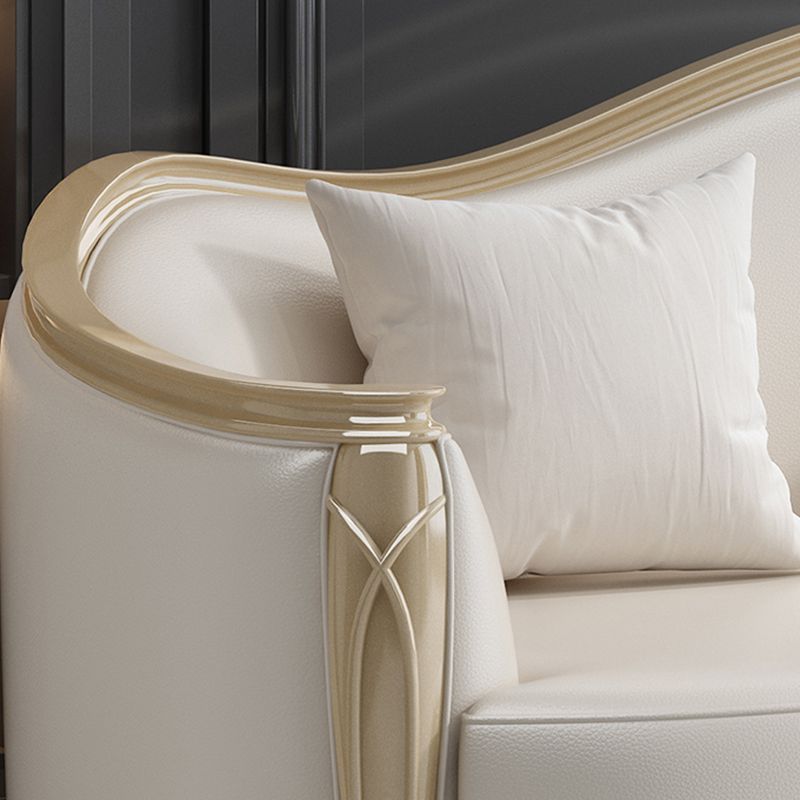 Glamhaftes Holz weiß echtes Ledersofa mit Kissen für Wohnzimmer