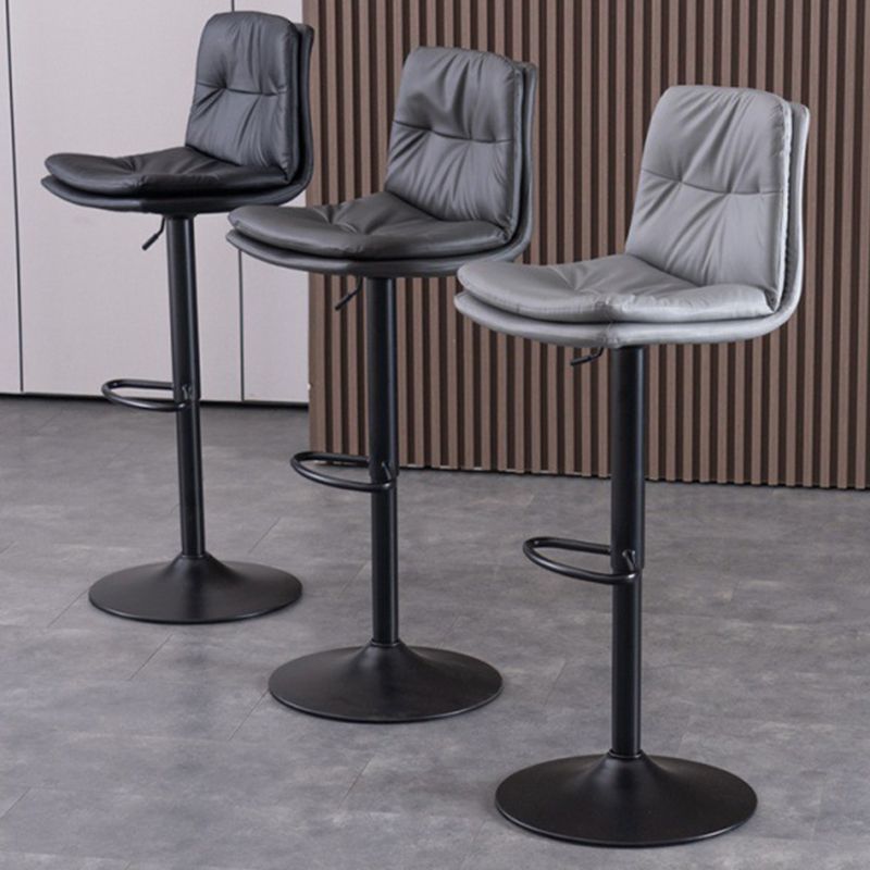 Contemporary Liftable Bar-stool PU Leather Bar Stool with Metal Legs Clearhalo 'Bar Furniture' 'Bar Stools' 'bar_stools' 'furn' 'furn_bar_stools' 'Furniture' 'furniture_bar_stools' 'Kitchen & Dining Furniture' 1200x1200_2f32518f-dcd1-4920-99b7-9c9277c0f696