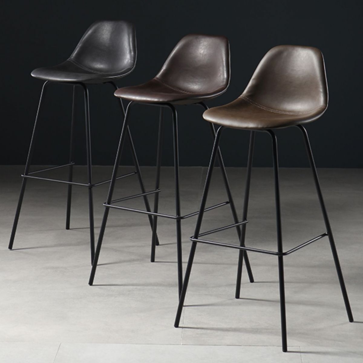 Contemporary Matte Finish PU Leather Barstool Footrest Restaurant Stool Clearhalo 'Bar Furniture' 'Bar Stools' 'bar_stools' 'furn' 'furn_bar_stools' 'Furniture' 'furniture_bar_stools' 'Kitchen & Dining Furniture' 1200x1200_2f33384a-7467-4ae4-9cc3-f2a5001a69d9