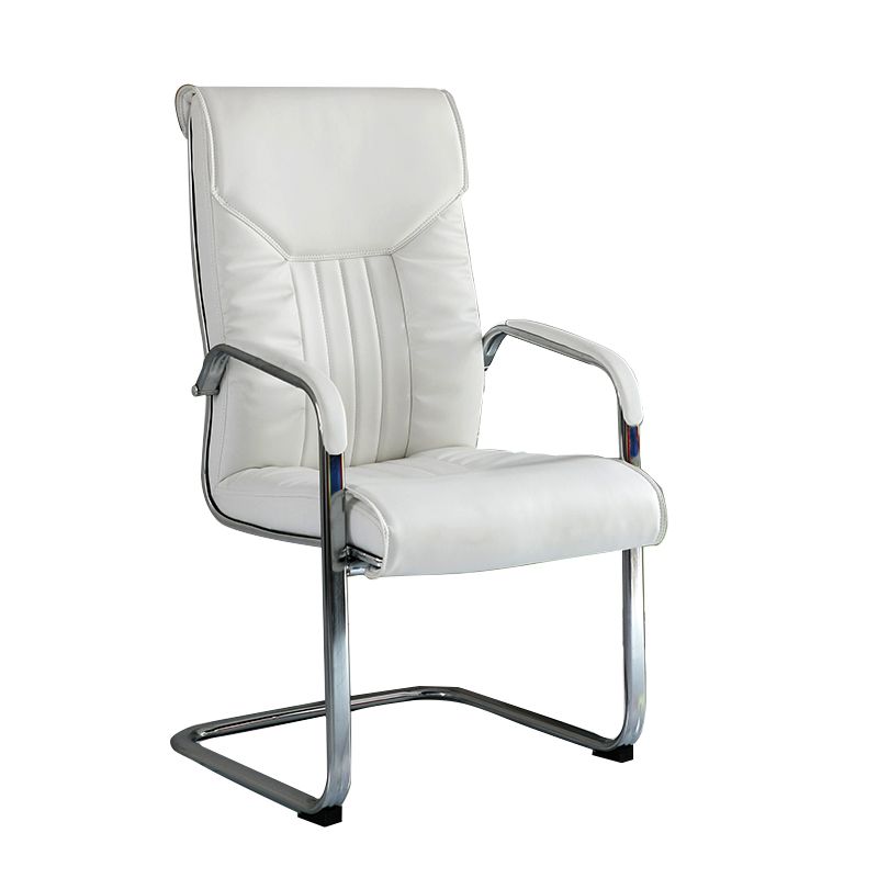 Chaise de bureau à armes fixes moderne sans roues chaise de bureau ergonomique en cuir