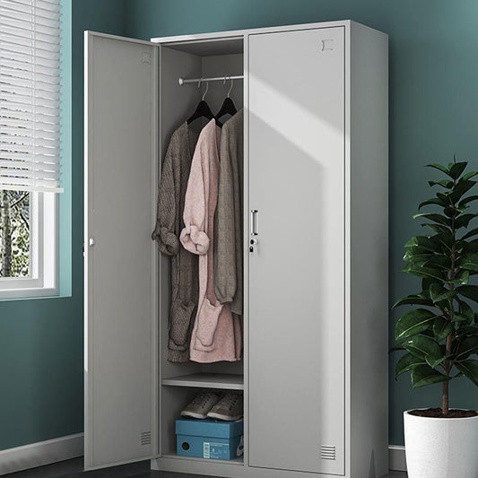Contemporary Hinged Wardrobe Cabinet Steel Wardrobe Armoire for Home Clearhalo 'Armoires & Wardrobes' 'armoires_wardrobes' 'Bedroom Furniture' 'furn' 'furn_armoires_wardrobes' 'Furniture' 1200x1200_2f361e00-edb8-46b4-b2c5-a761c8693088