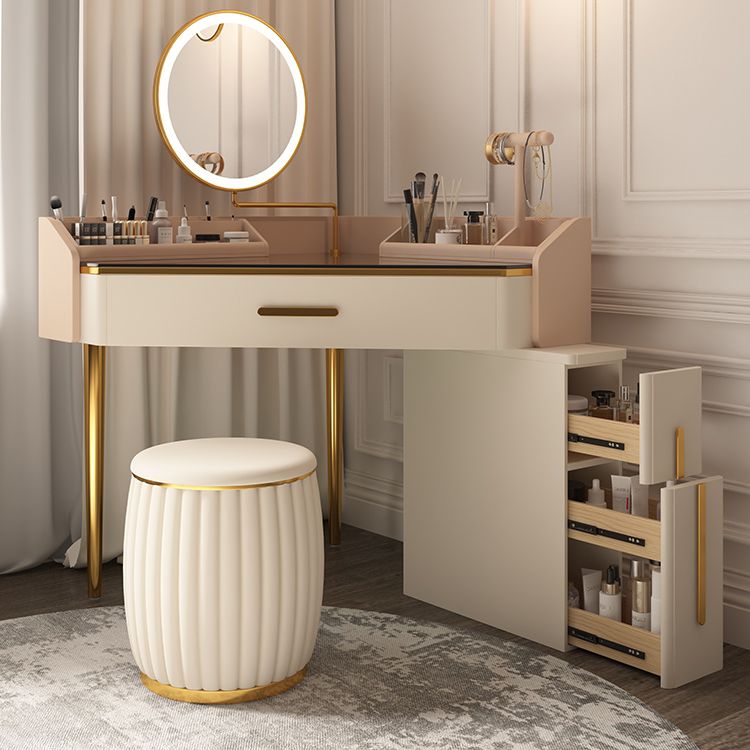 Mid-Century Modern Makeup Vanity Desk Dressing Table Stool Set with Drawer