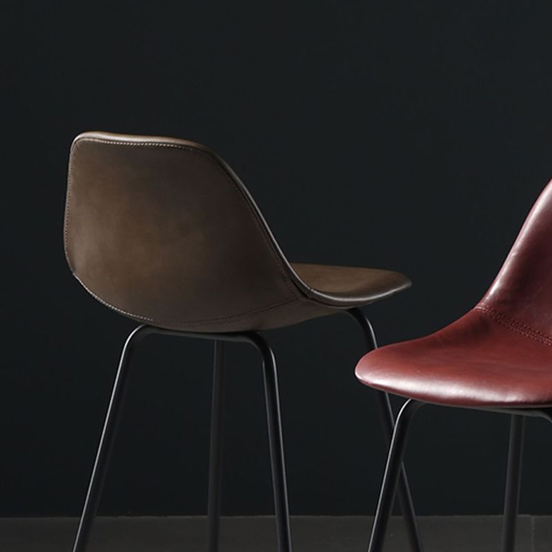 Faux Leather Dining Stools Contemporary Armless Bar Stools with Metal Base Clearhalo 'Bar Furniture' 'Bar Stools' 'bar_stools' 'furn' 'furn_bar_stools' 'Furniture' 'Kitchen & Dining Furniture' 1200x1200_2f37cf58-833f-40f5-a3a1-026e30cd49db