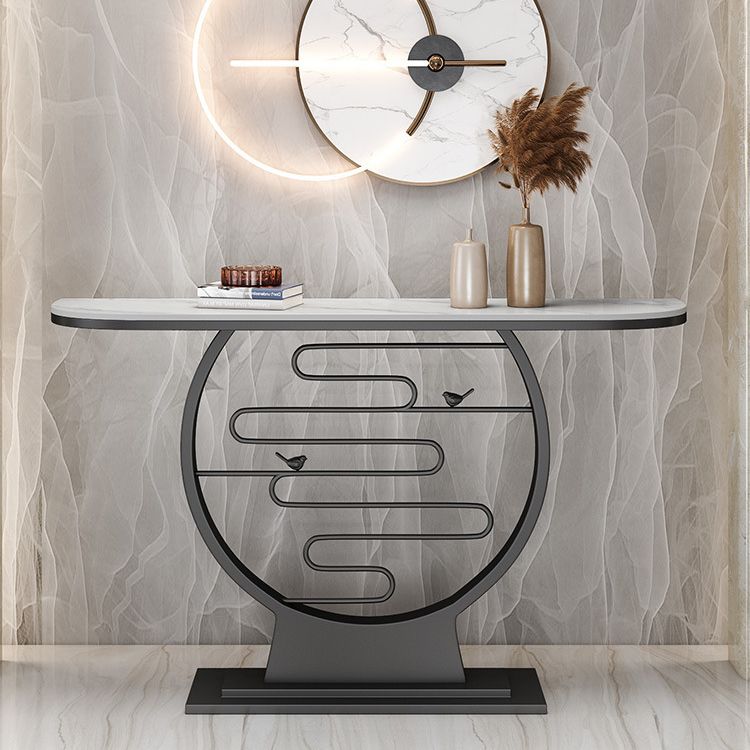 Contemporary Half Moon Console Accent Table Antique Finish Console Table