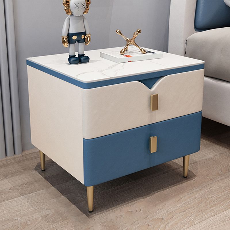 Table de nuit à 2 dessins Glam 18 pouces H Table de nuit en pierre avec jambes