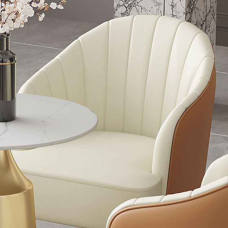 Glam Round Dining Table Set 1/5 Pieces Dinette Set with White Stone Top Clearhalo 'Dining Room Sets' 'Dining Tables & Seating' 'dining_room_set' 'furn' 'furn_dining_room_set' 'Furniture' 'Kitchen & Dining Furniture' 1200x1200_2f3b3161-b2ee-4188-9ebd-a38b81731620