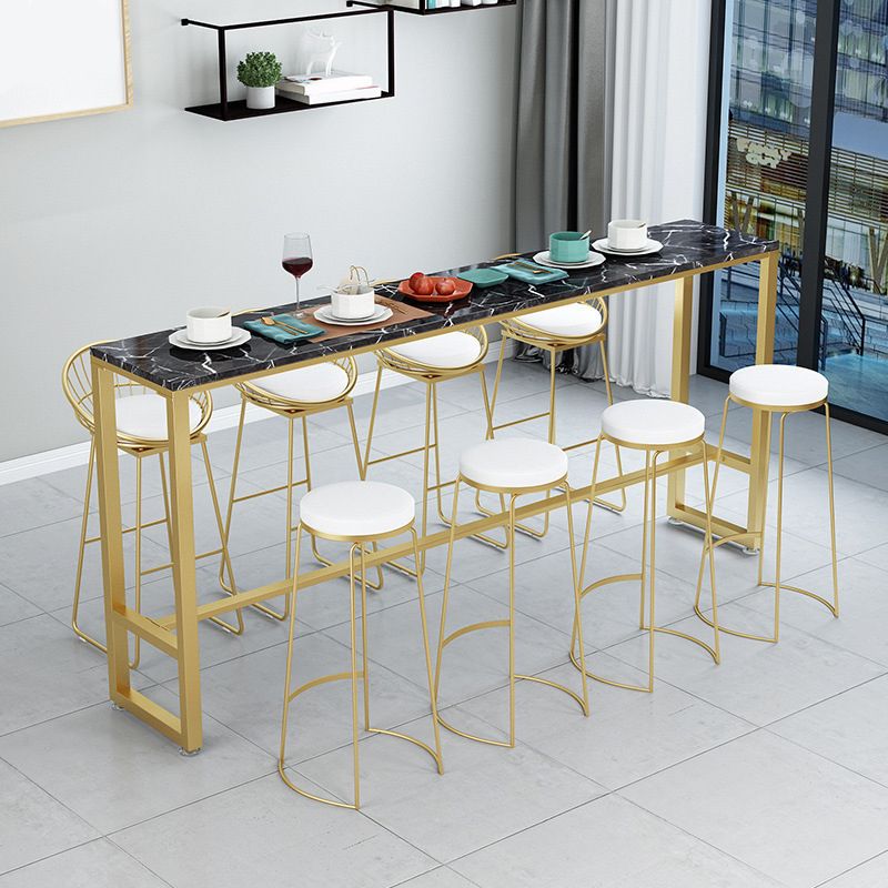 Metal Base Bar Table Rectangular Stone Top Bistro Pub Table with Gold Base Clearhalo 'Bar Furniture' 'Bar Tables' 'bar_tables' 'furn' 'furn_bar_tables' 'Furniture' 'Kitchen & Dining Furniture' 1200x1200_2f3bd137-425f-4951-ab39-0de505236180