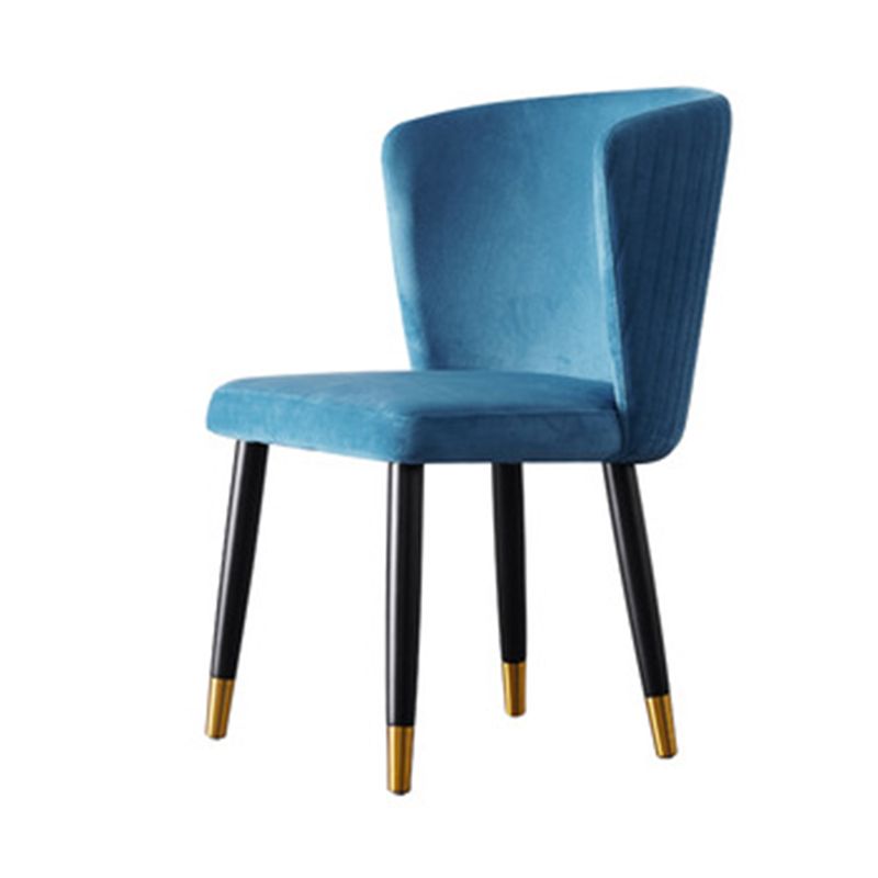 Glam -stijl armloze zijstoelen houten stoel met houten benen voor keuken