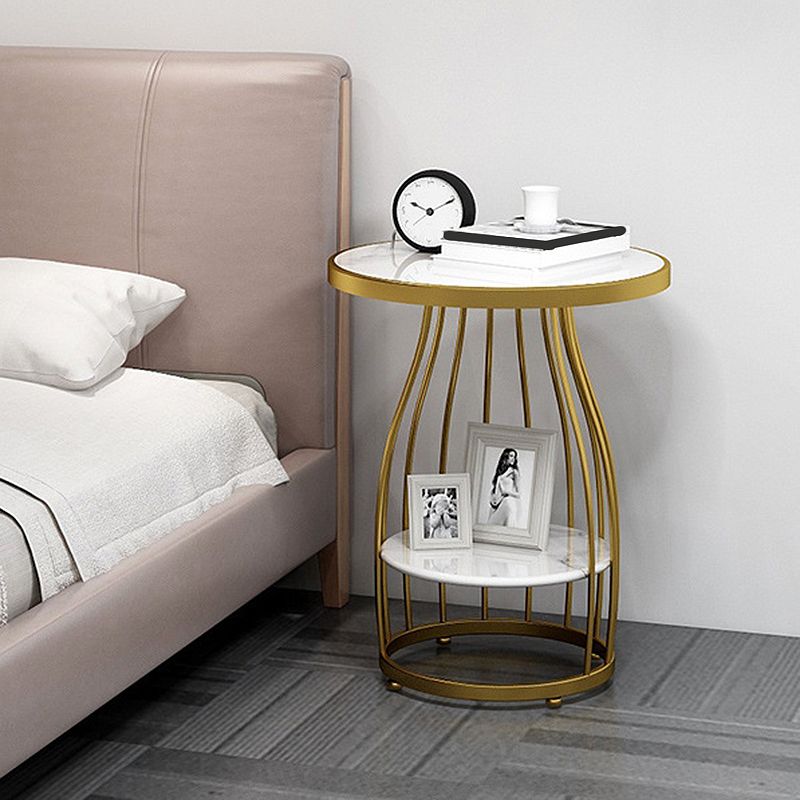 Modern Style Black/gold Metal Base Marble & SLATE Top Round Side Table Clearhalo 'Coffee & Accent Tables' 'End & Side Tables' 'end_side_tables' 'furn' 'furn_end_side_tables' 'Furniture' 'Living Room Furniture' 1200x1200_2f3d87ed-e344-4c2d-b644-97d03ac5f438