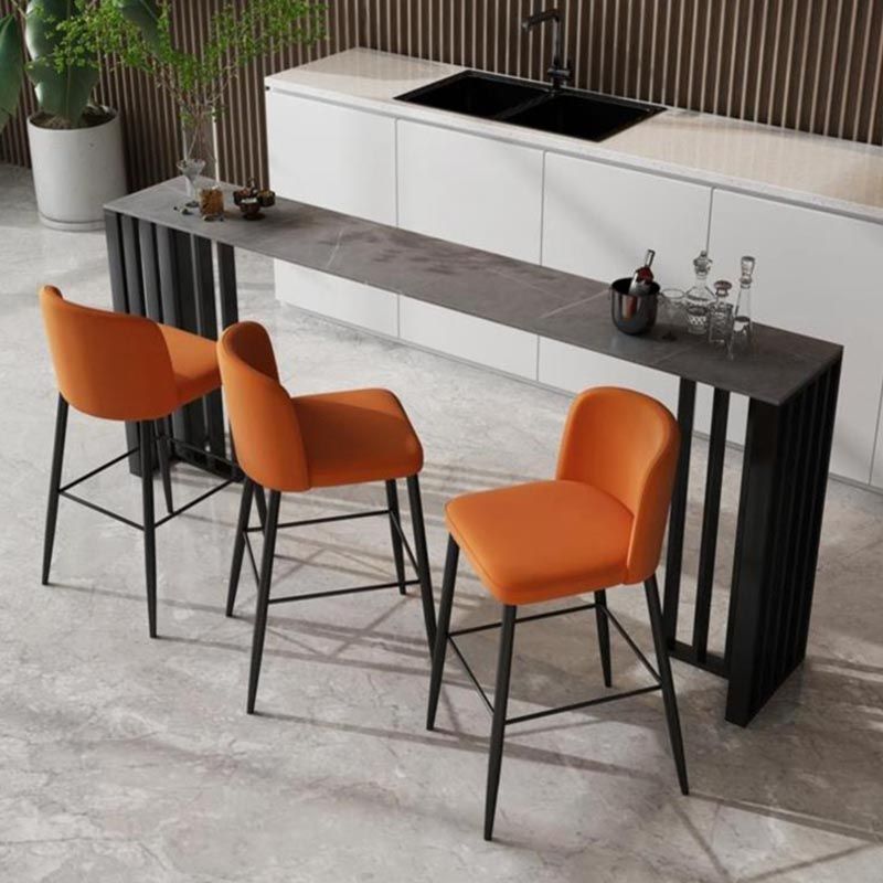 Industrial Style Stone Top Bar Table Steel Pedestal Bistro Table Clearhalo 'Bar Furniture' 'Bar Tables' 'bar_tables' 'furn' 'furn_bar_tables' 'Furniture' 'Kitchen & Dining Furniture' 1200x1200_2f3f82aa-f39a-4f8b-829b-2d9499de1ce7
