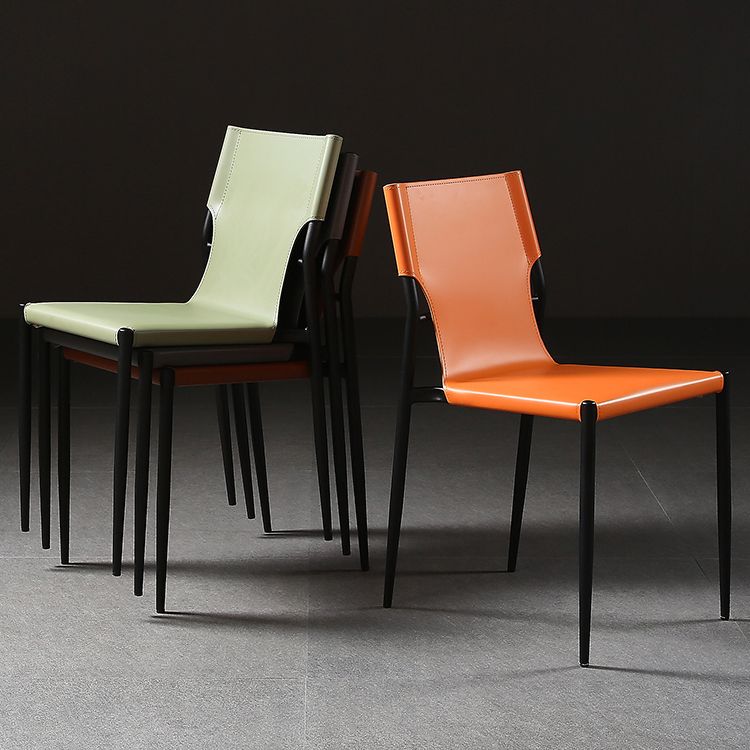 Industrial PU Leather Dining Chairs Solid Back Chair for Home Use