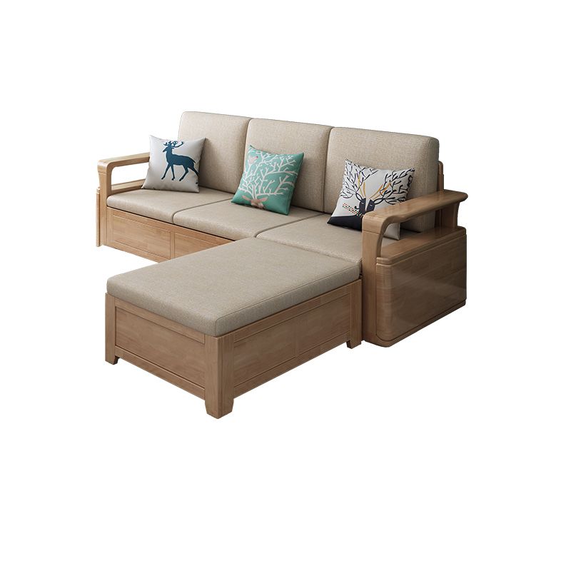 24 "H Scandinavo di divano sezionale in tessuto crema sezionale