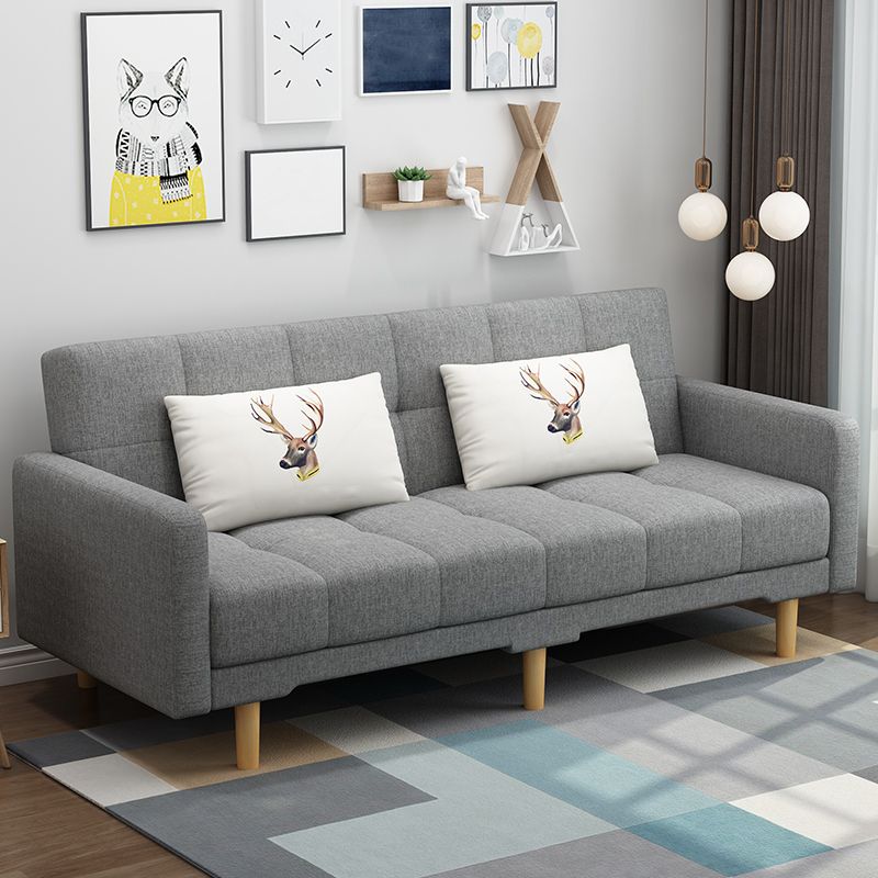 コンテンポラリービスケットバックスタンダードスクエアアームファブリックステーションソファ