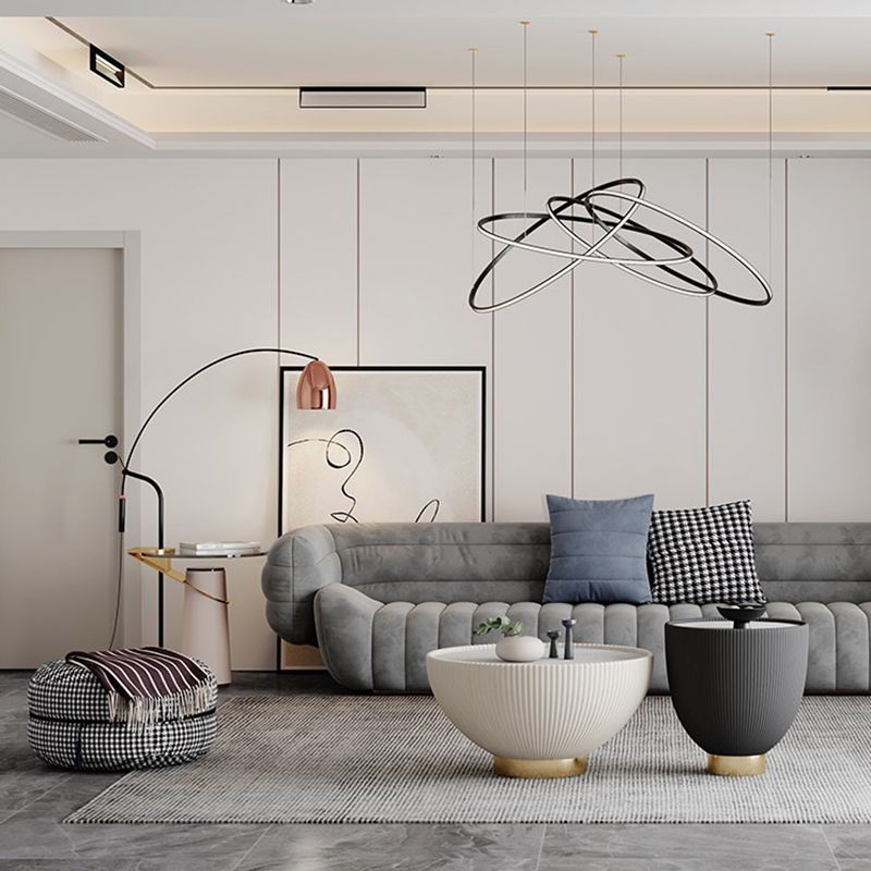 Tableau de la table ronde en verre 23.62 "Table de l'extrémité du piédestal en cuir de haut