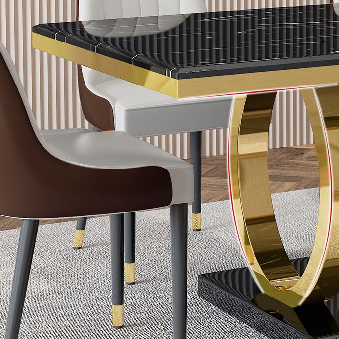 Rectangle Trestle Base Luxury Table Fixed Table with Marble Top Clearhalo ' dining_table' 'Dining Tables & Seating' 'Dining Tables' 'furn' 'furn_dining_table' 'Furniture' 'furniture_dining_table' 'Kitchen & Dining Furniture' 'kitchen&dining_furn' 'kitchen' 'kitchen_dining_table' 1200x1200_2f4540c9-e7c9-489c-864c-d3f74f7cf574