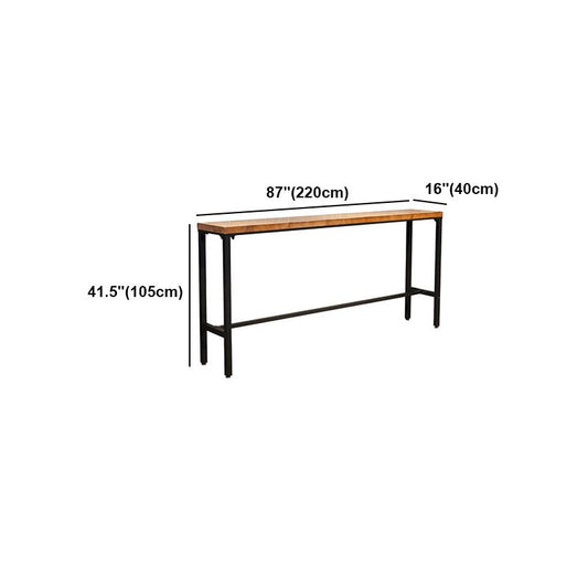 Brown Modern Style Bar Table Pinewood and Iron with Footrest Coffee Shop Table Clearhalo 'Bar Furniture' 'Bar Tables' 'bar_tables' 'furn' 'furn_bar_tables' 'Furniture' 'furniture_bar_tables' 'Kitchen & Dining Furniture' 1200x1200_2f4763db-0ad9-4e15-b452-19bd31bed07d